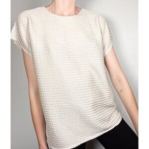 Vintage 90s Style My Way short sleeve cream woven blouse